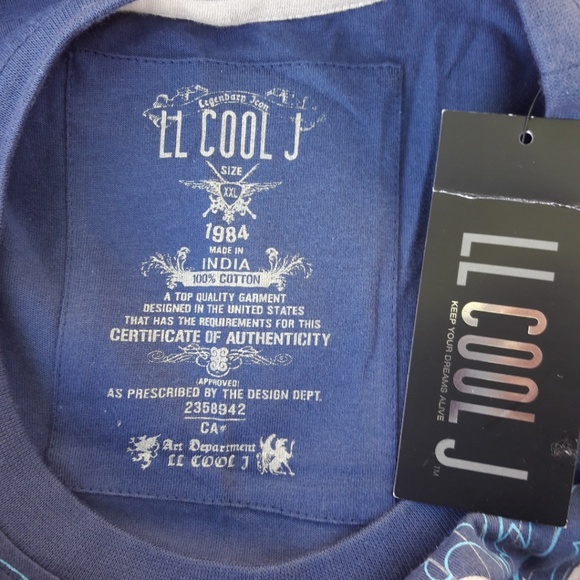 NEW LL Cool J 1984 Vintage Graphic Blue Skull Roses Cotton XXL - Picture 5 of 6
